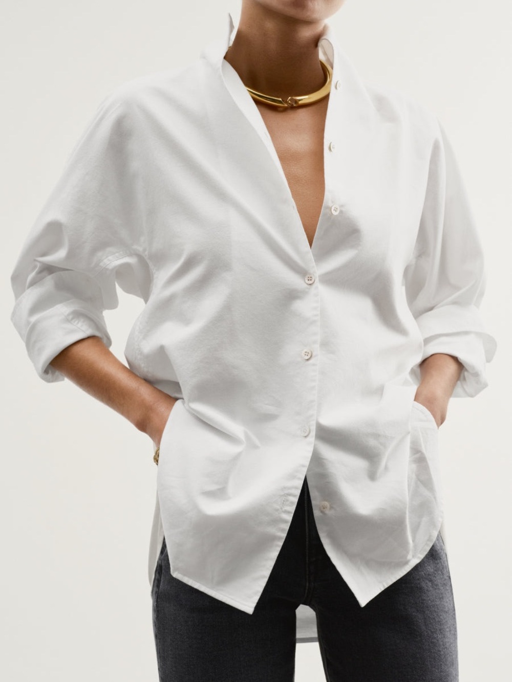 AYR THE TATE Button Down Shirt Oxford white Women Size Small